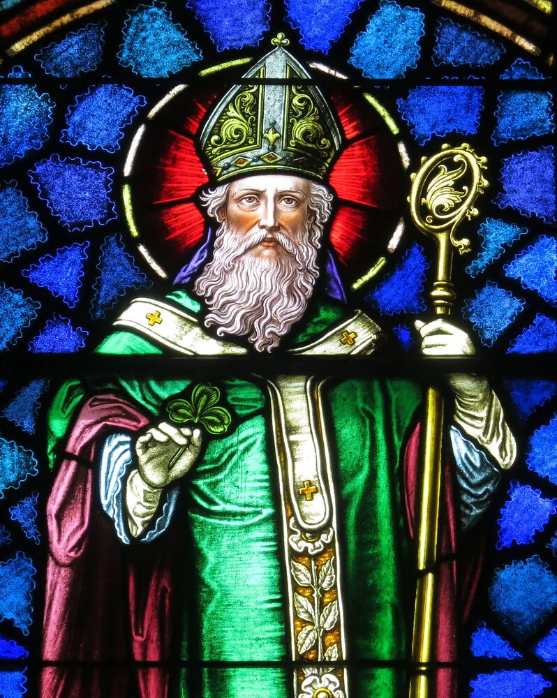 Saint Patrick stained glass, Junction City, Ohio — representative context visual. Shown from the cited image source.