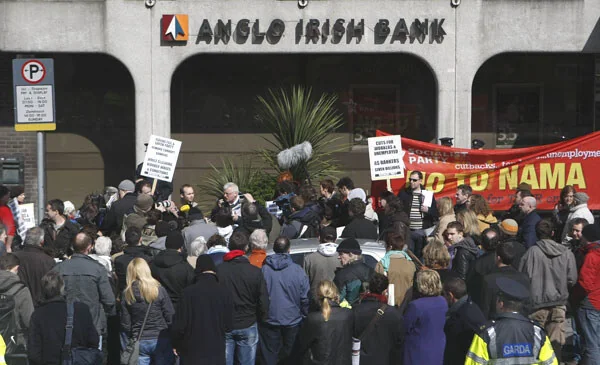 Protest against bailout of Anglo Irish Bank — representative context visual. Shown from the cited image source.
