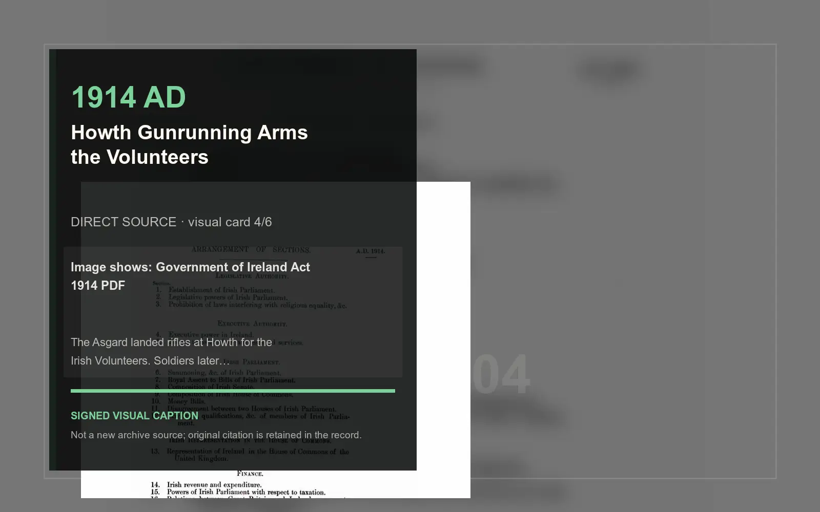 Government of Ireland Act 1914 PDF — direct archive visual. Event-specific signed card derived from the cited source.