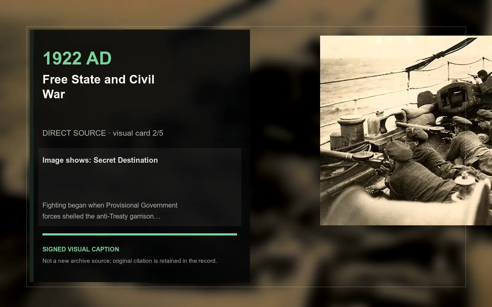 Secret Destination — direct archive visual. Event-specific signed card derived from the cited source.